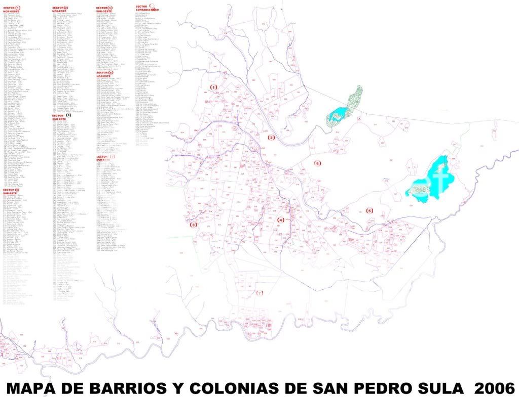 Mapa Croquis de barrios de san pedro sula Honduras Mapa Croquis de barrios de san pedro sula Honduras